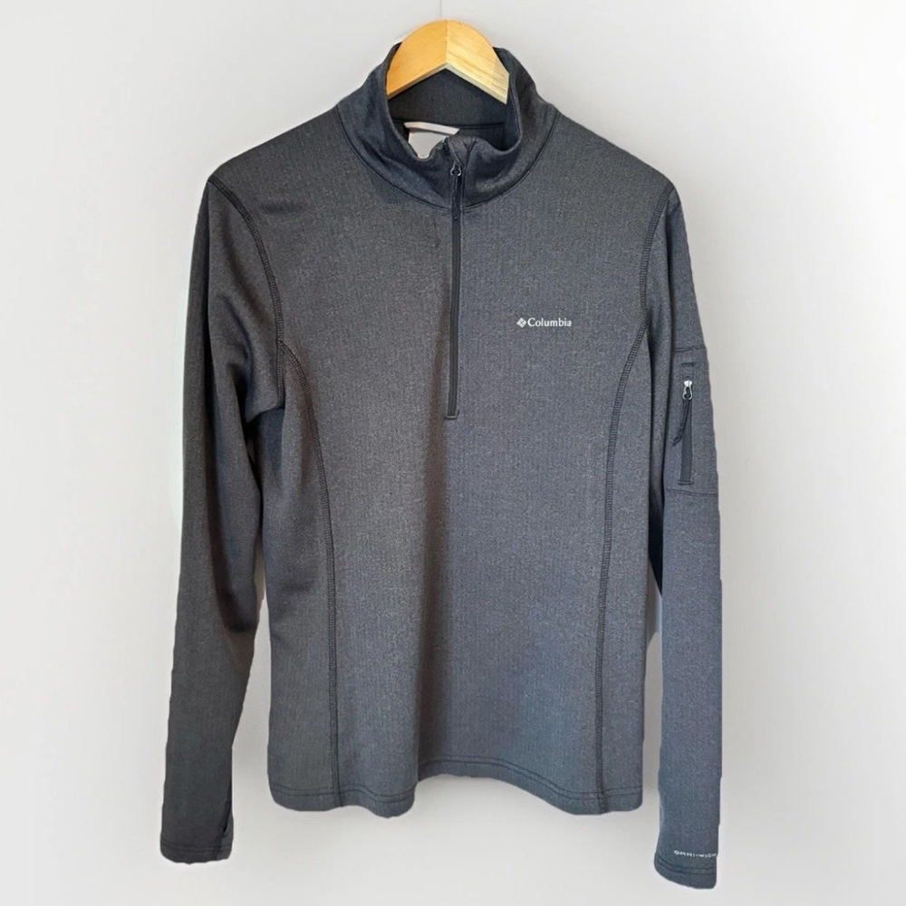 Columbia Charcoal Half-Zip Soft Grid Fleece Lined Omni-Wick Performance EUC L